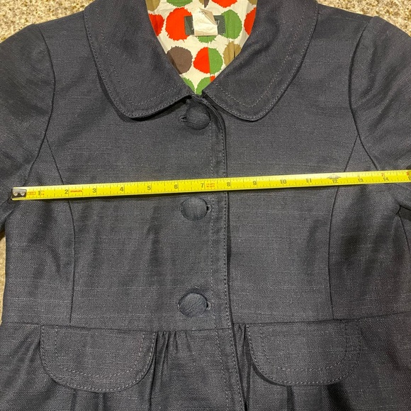 J Crew linen blend navy blue peplum button front jacket blazer - Picture 7 of 9